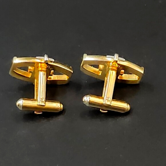 Elegant Swank Gold-Toned Cufflinks with Mother of Pearl Inlay – Vintage Style - Picture 3 of 6